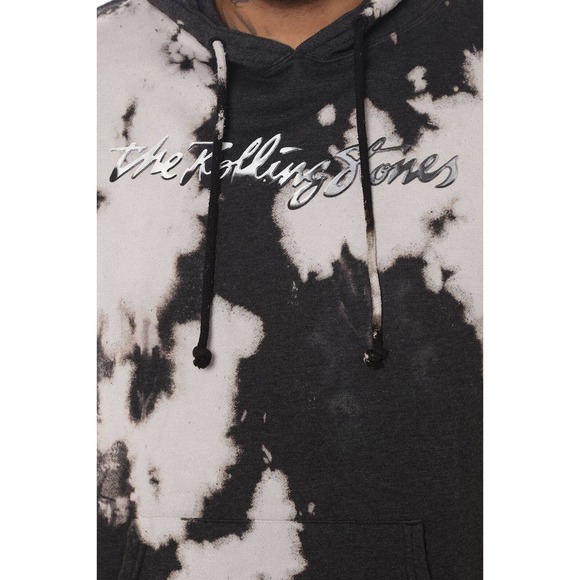 The Rolling Stones Men's Tongue Tie Dye Vintage Black Wash Hoodie Sweatshirt - Picture 3 of 6